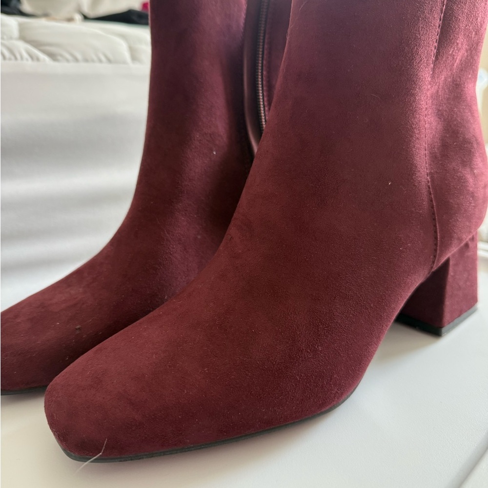 Old Navy Maroon Suede Heeled Boots